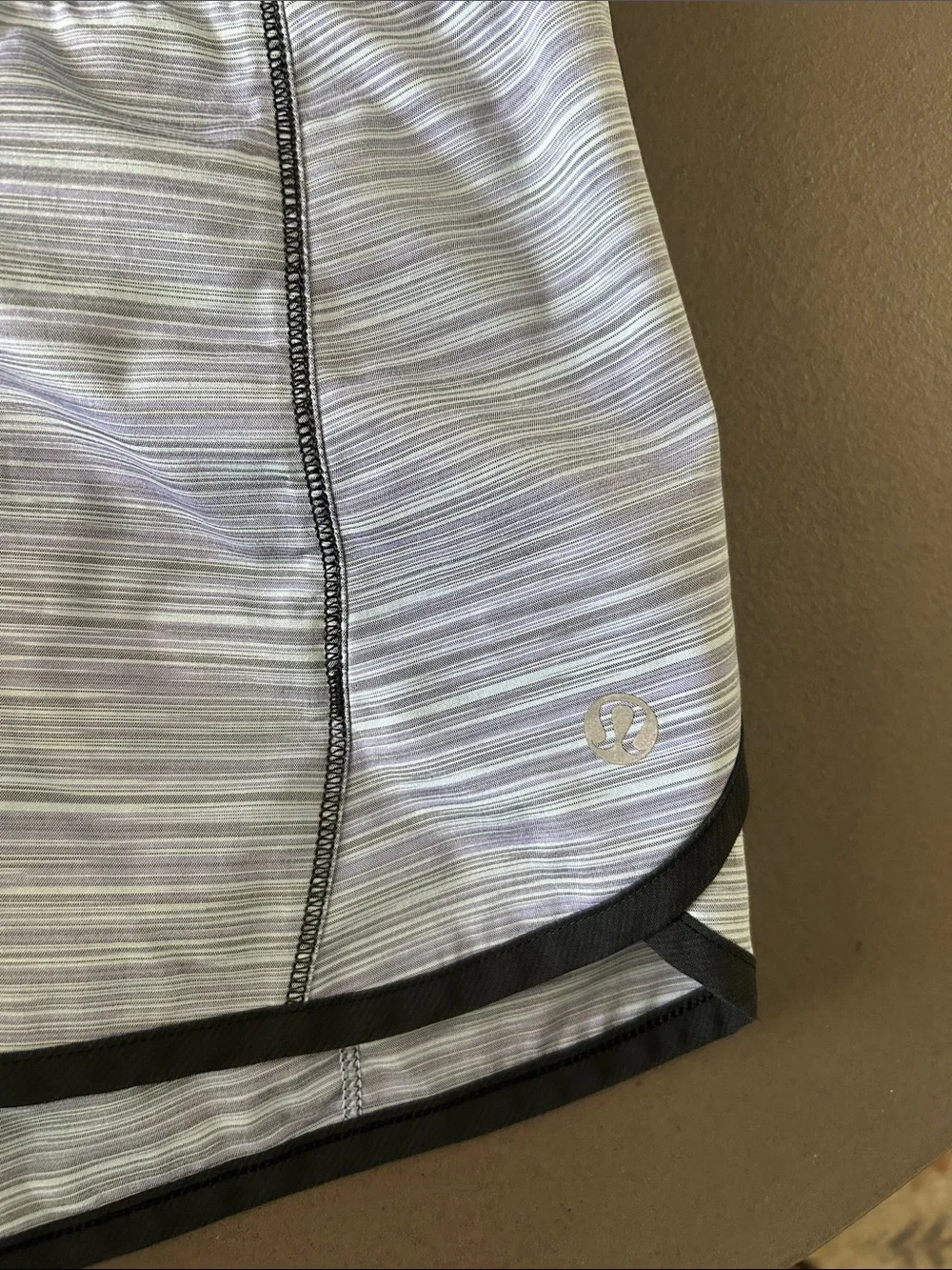 lululemon athletica Light Blue Striped Athletic Shorts with Black Waistband